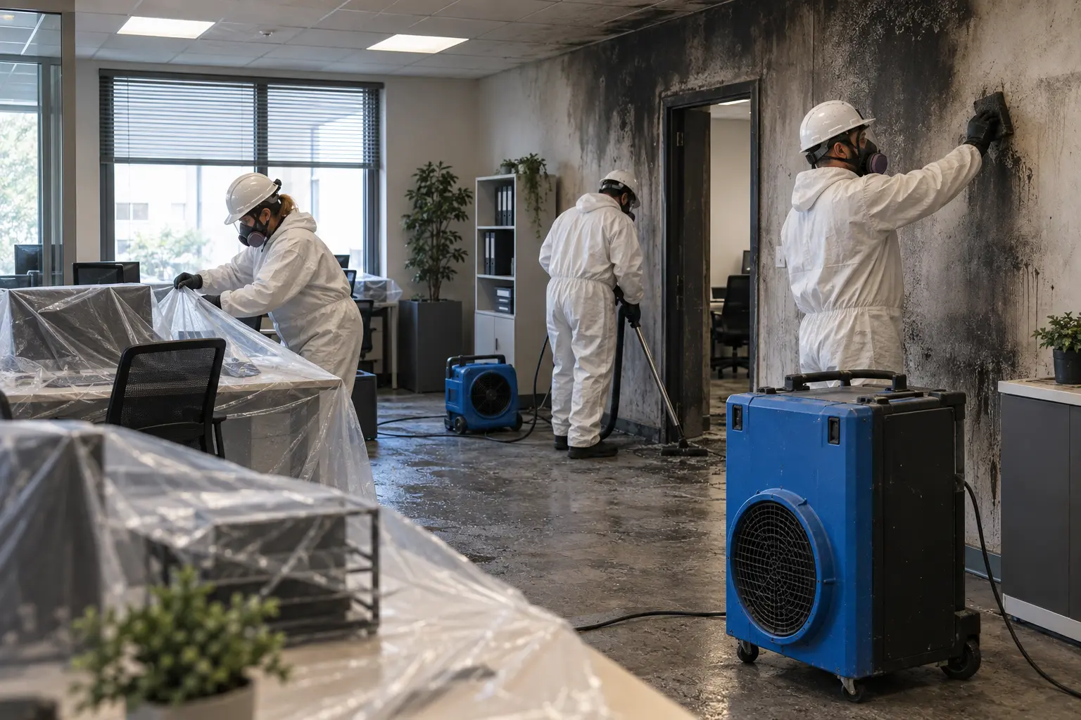 commercial fire restoration service photograph