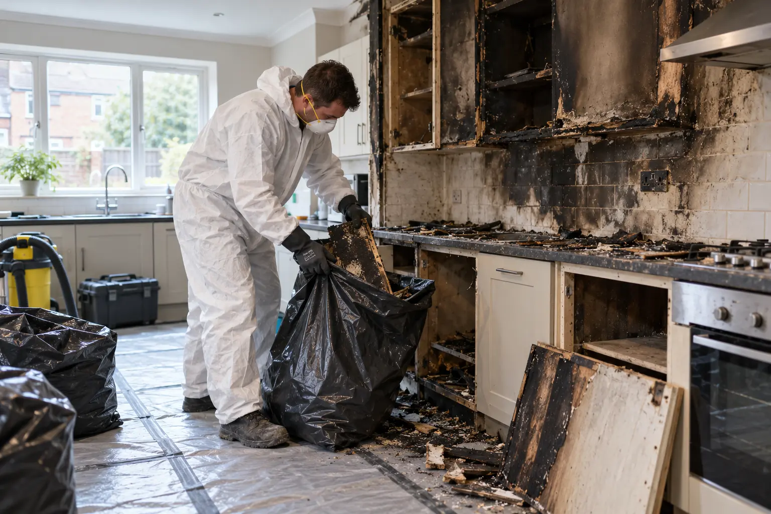 fire damage cleanup service photograph