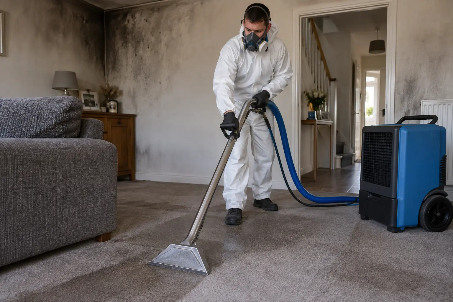 water damage after fire service photograph